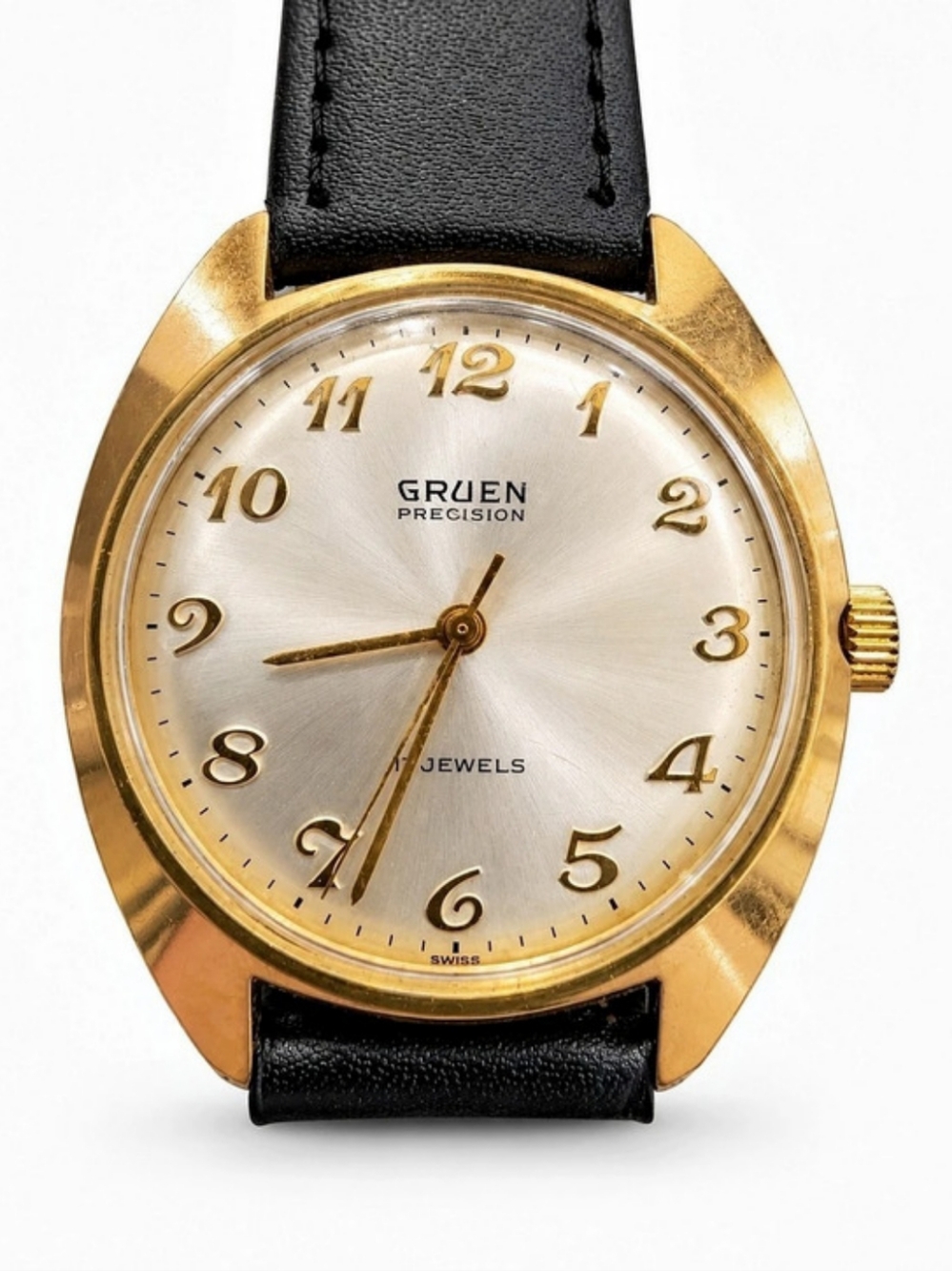 Vintage Gruen Precision 17 Jewel Manual Wind Men’s Watch – Swiss – Gold Tone